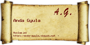 Anda Gyula névjegykártya